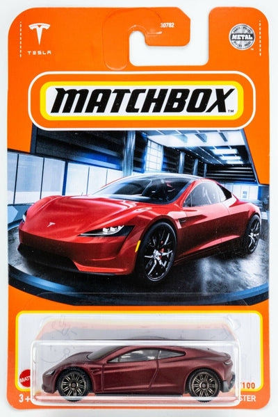 2021 Matchbox #4 Tesla Roadster MATTE BURGUNDY RED MULTICOAT / MOC