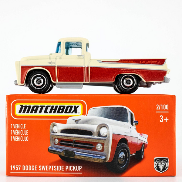 2021 Matchbox Power Grabs #2 1957 Dodge Sweptside Pickup RED | CREAM | FSB