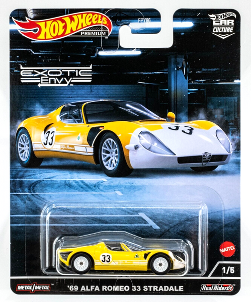 2022 Hot Wheels Car Culture Exotic Envy #1 '69 Alfa Romeo 33 Stradale YELLOW