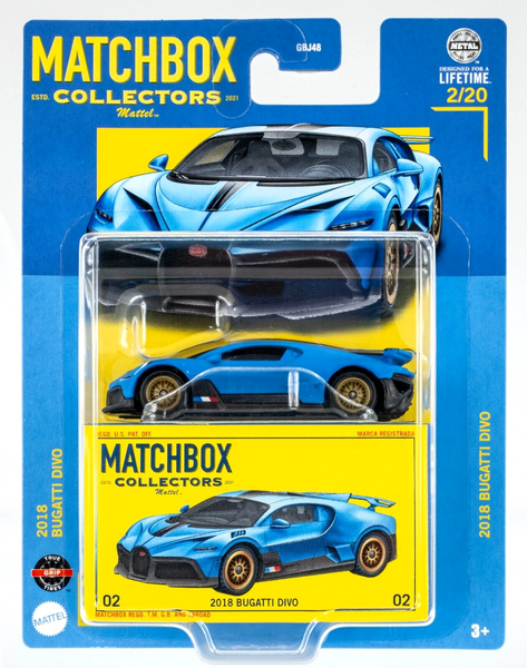 2024 Matchbox Collectors #2 2018 Bugatti Divo FLAT MEDIUM BLUE | FSC
