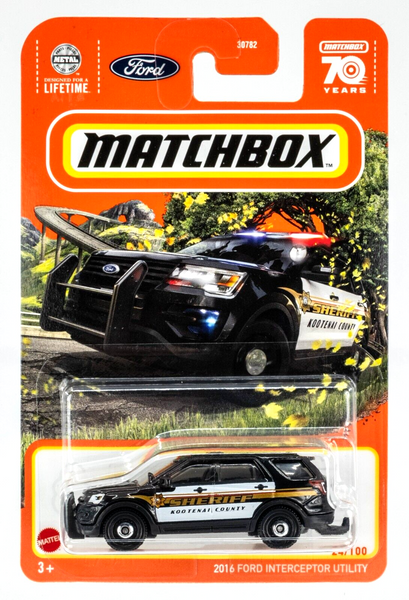 2023 Matchbox #24 2016 Ford Interceptor Utility BLACK | SHERIFF KOOTENAI | FSC