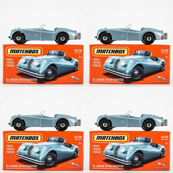 2021 Matchbox Power Grabs #83 '56 Jaguar XK 140 Roadster BLUE | 4-PACK LOT | FSB