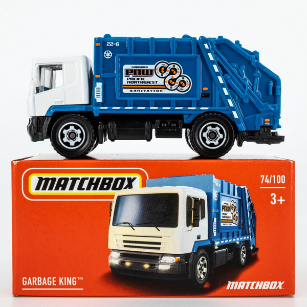 2022 Matchbox Power Grabs #74 Garbage King WHITE | BLUE | PNW PACIFIC | FSB