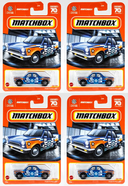 2023 Matchbox #53 Push 'N Puller BLUE METALLIC | 4-PACK LOT | FSC