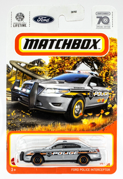 2023 Matchbox #23 Ford Police Interceptor SILVER METALLIC | 70 YEARS | FSC