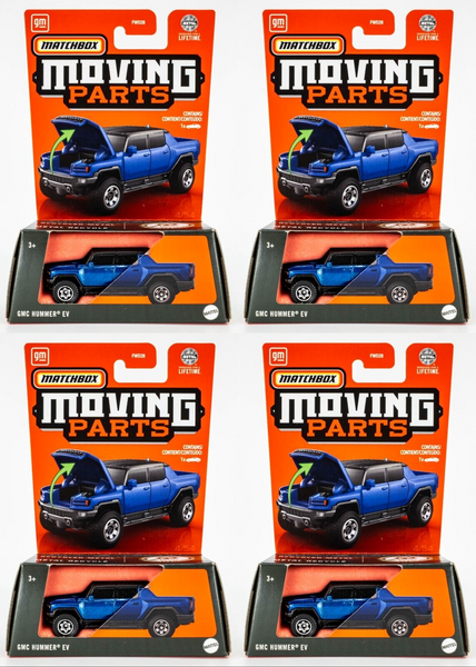 2024 Matchbox Moving Parts #4 GMC Hummer EV SUPERNOVA BLUE | 4-PACK LOT | FSC