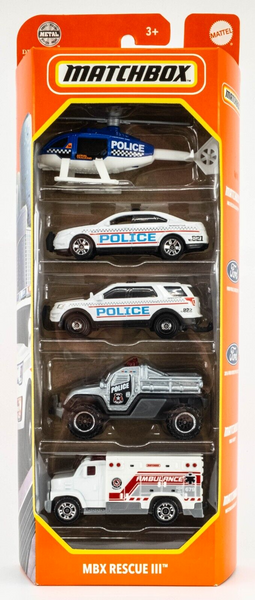 2024 Matchbox MBX Rescue III 5-Pack | Ford Police Interceptor | Utility | FSB