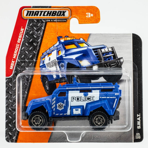 2015 Matchbox #65 S.W.A.T Truck BLUE | POLICE | SHORT CARD