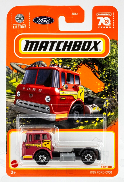 2023 Matchbox #18 1965 Ford C900 BURGUNDY RED | MATCHBOX GARAGES USA | FSC